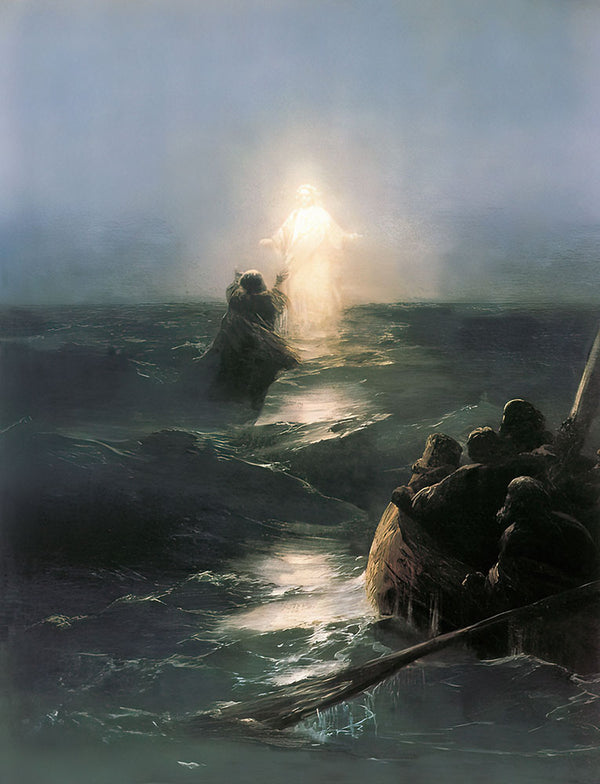 Jesus Christ walking on the waters by Ivan Konstantinovich Aivazovsky - Art Print - Zapista