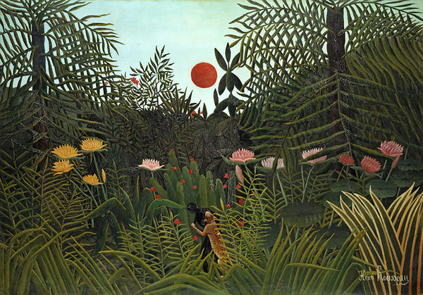 Jungle with Setting Sun by Henri Rousseau - Art Print - Zapista