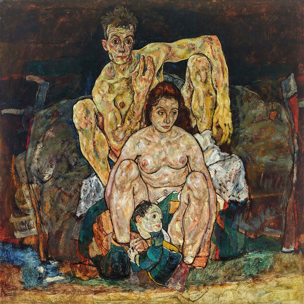 Kauerndes Menschenpaar (Die Familie) by Egon Schiele - Art Print - Zapista