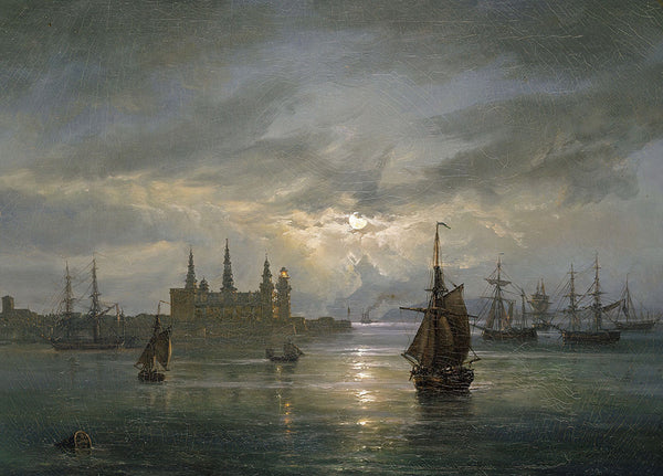 Kronborg Castle in Moonlight by Johan Christian Dahl - Art Print - Zapista