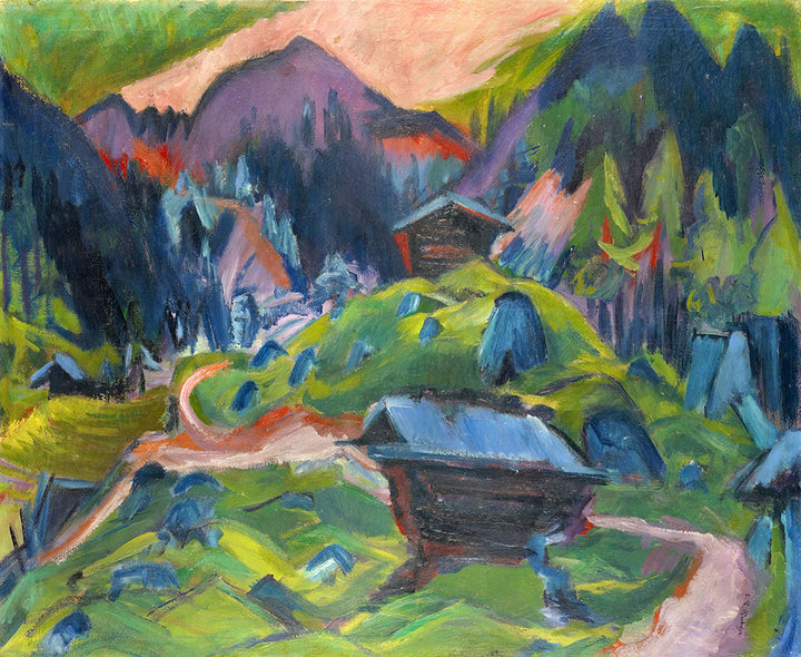 Kummeralp Mountain and Two Sheds by Ernst Ludwig Kirchner - Art Print - Zapista