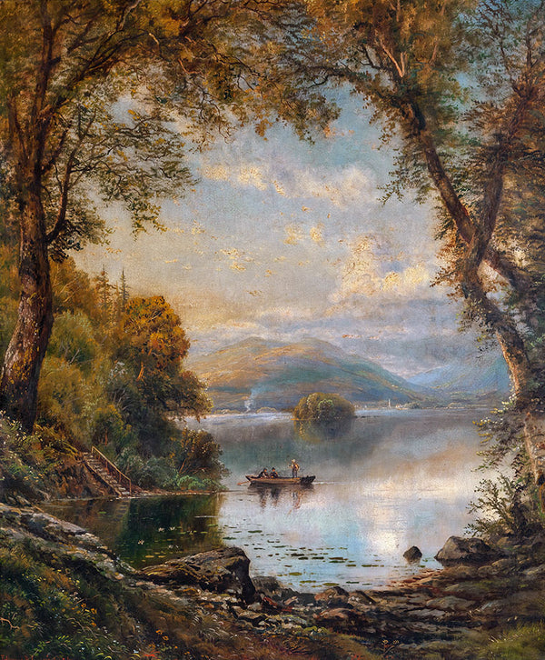 Lake Landscape with Fishermen by Edmund Darch Lewis - Art Print - Zapista