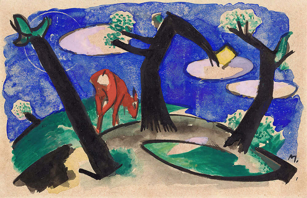 Landscape with a Red Animal by Franz Marc - Art Print - Zapista