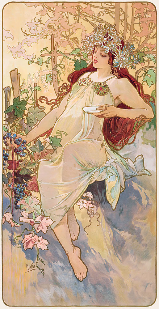Les Saisons - Automne by Alphonse Mucha - Art Print - Zapista