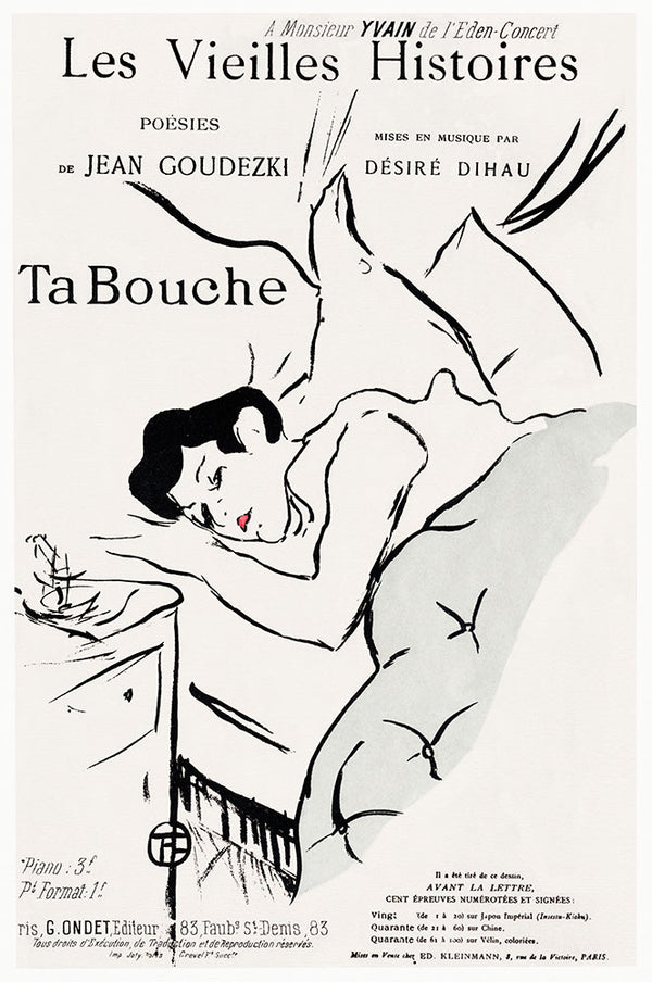 Les Vieilles histoires: Ta Bouche by Henri de Toulouse–Lautrec - Art Print - Zapista