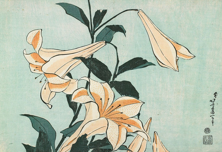 Lilies, from an untitled series of Large Flowers by Katsushika Hokusai - Art Print - Zapista