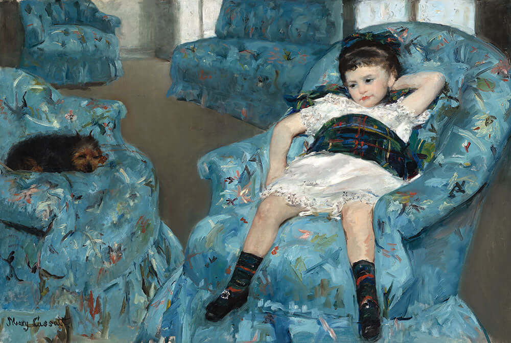 Little Girl in a Blue Armchair by Mary Cassatt - Art Print - Zapista