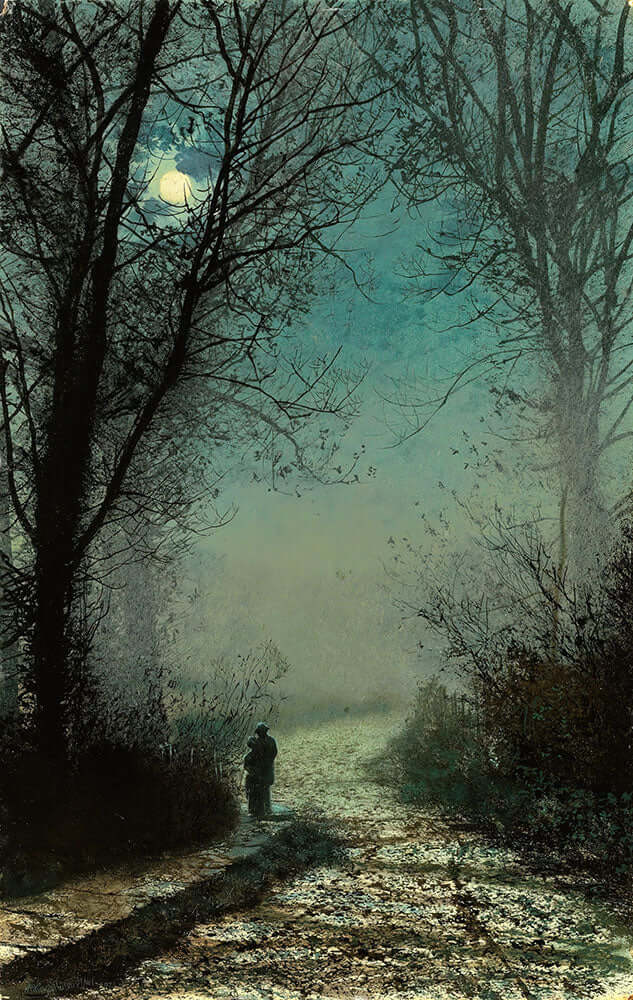 Lovers on a Moonlit Lane by John Atkinson Grimshaw - Art Print - Zapista