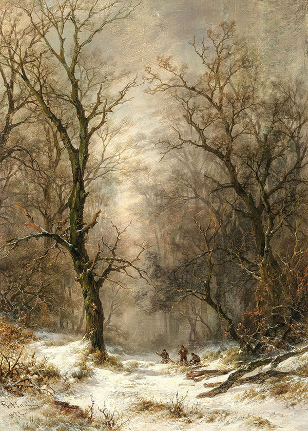 Lumberjacks in a Winter Forest by Remigius Adrianus van Haanen - Art Print - Zapista