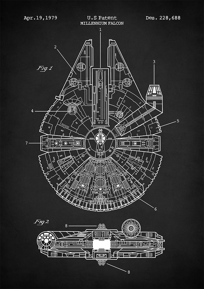 Millennium Falcon Patent - Art Print - Zapista