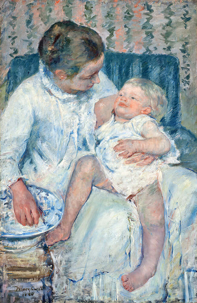 Mother About to Wash Her Sleepy Child by Mary Cassatt - Art Print - Zapista