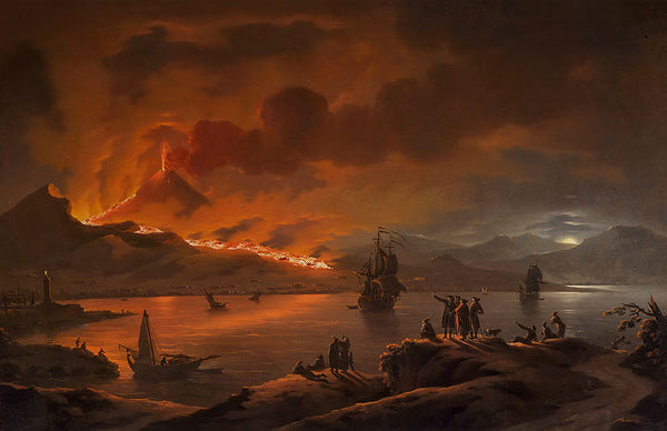 Nocturnal Eruption of Vesuvius over the Bay of Naples by Michael Wutky - Art Print - Zapista