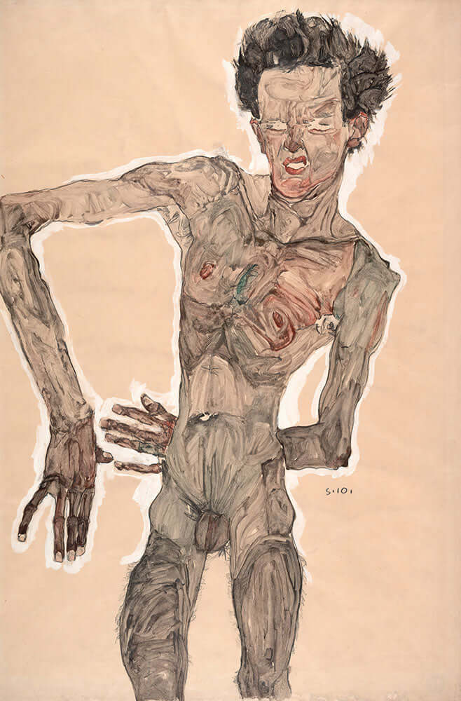 Nude Self-Portrait, Grimacing by Egon Schiele - Art Print - Zapista