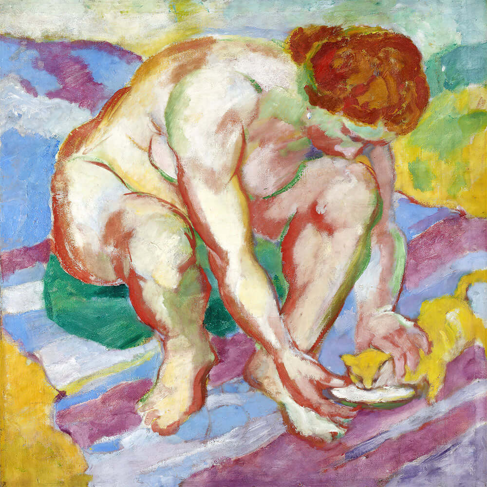 Nude with a Cat by Franz Marc - Art Print - Zapista