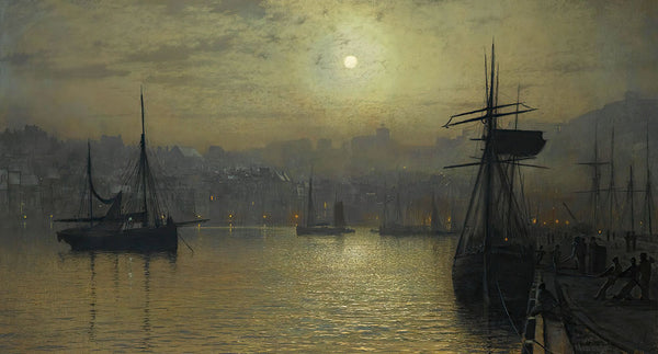 Old Scarborough, Full Moon, High Water by John Atkinson Grimshaw - Art Print - Zapista