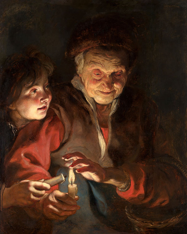 Old Woman and Boy with Candles by Caravaggio - Art Print - Zapista