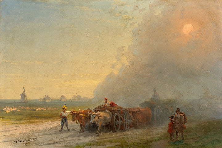 Ox-Carts In The Ukrainian Steppe by Ivan Aivazovsky - Art Print - Zapista