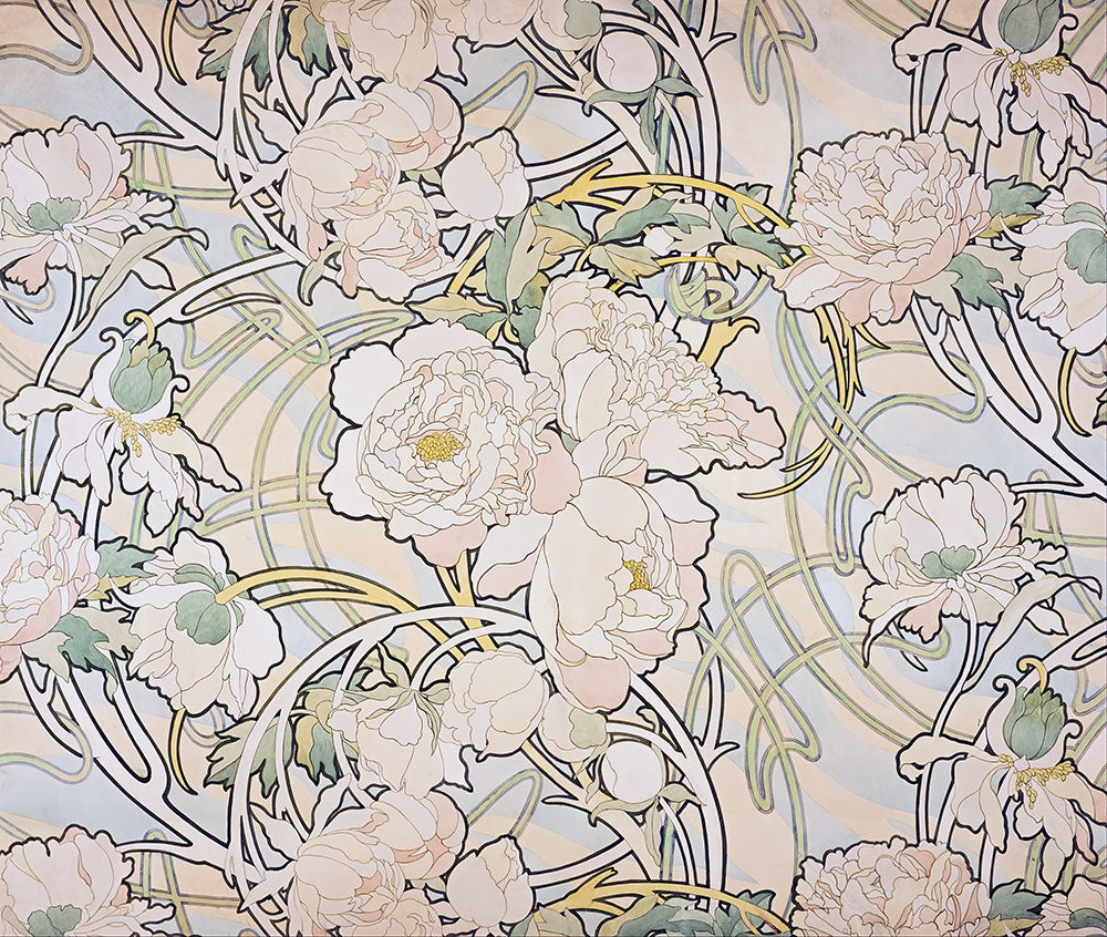 Peonies by Alphonse Mucha - Art Print - Zapista