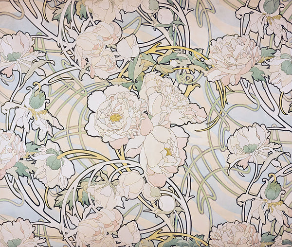 Peonies by Alphonse Mucha - Art Print - Zapista