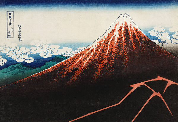 Rainstorm Beneath the Summit by Katsushika Hokusai - Art Print - Zapista