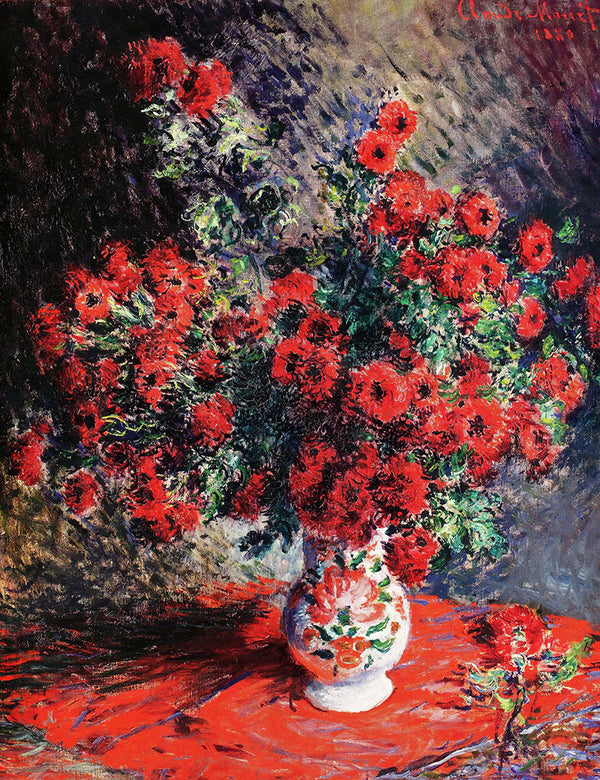 Red Chrysanthemums by Claude Monet - Art Print - Zapista