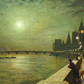 Reflections on the Thames, Westminster by John Atkinson Grimshaw - Art Print - Zapista