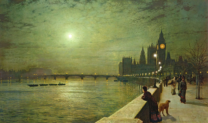 Reflections on the Thames, Westminster by John Atkinson Grimshaw - Art Print - Zapista