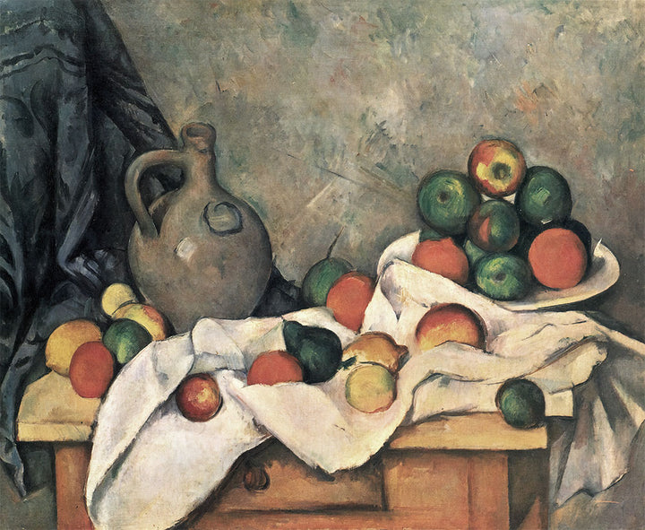 Curtain, Jug and Fruit Bowl (Rideau, Cruchon et Compotier) by Paul Cézanne - Art Print - Zapista