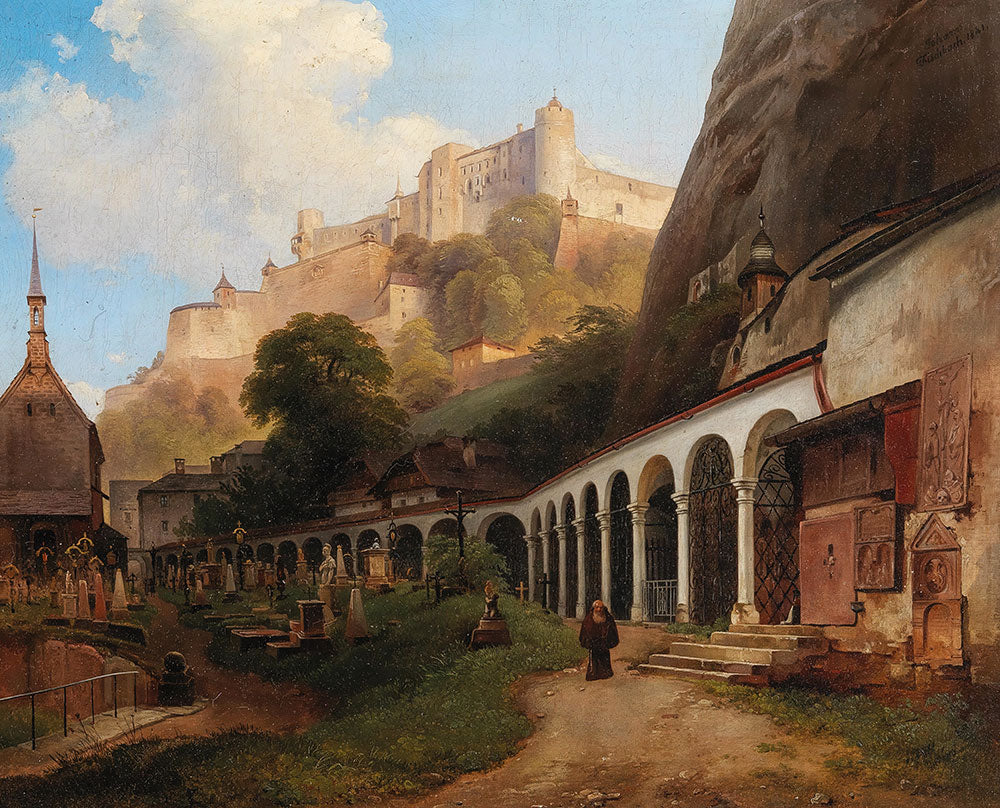 Salzburg, a View of St. Peter's Cemetery by Johann Fischbach - Art Print - Zapista