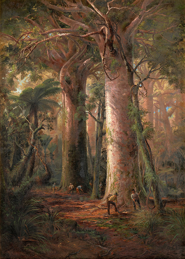 Scene of Kauri Bush, gumdiggers at work by Charles Blomfield - Art Print - Zapista