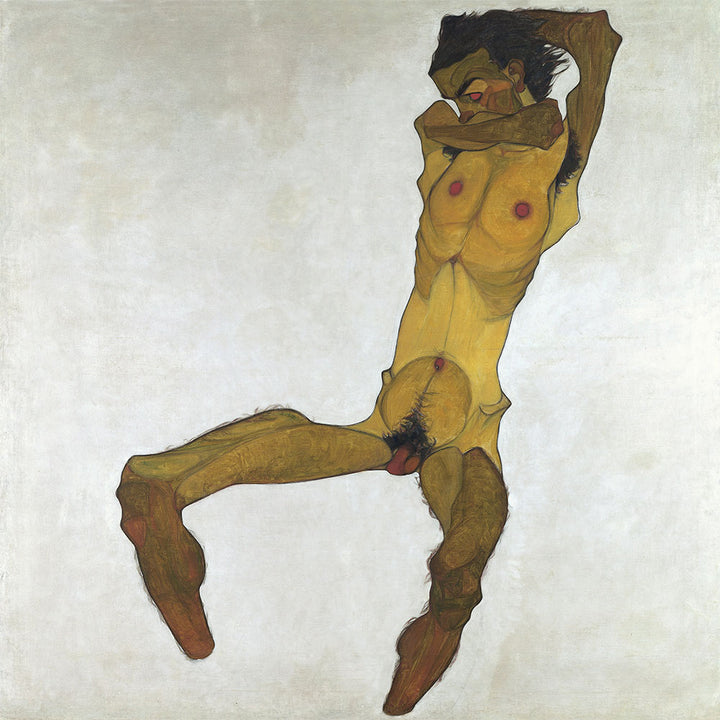 Seated Male Nude - Self-Portrait by Egon Schiele - Art Print - Zapista