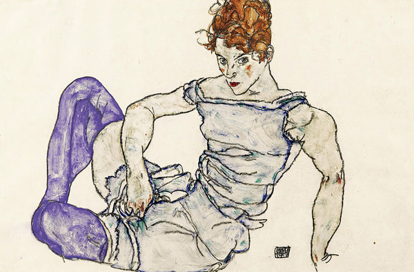 Seated Woman In Violet Stockings by Egon Schiele - Art Print - Zapista