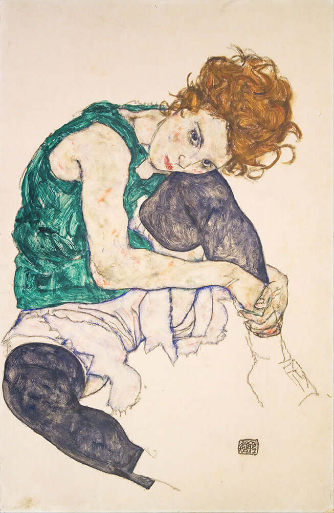 Seated Woman with Bent Knees by Egon Schiele - Art Print - Zapista