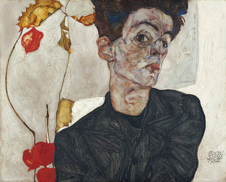 Self-Portrait With Physalis by Egon Schiele - Art Print - Zapista