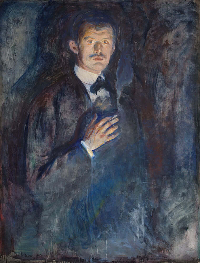 Self-Portrait with Cigarette by Edvard Munch - Art Print - Zapista