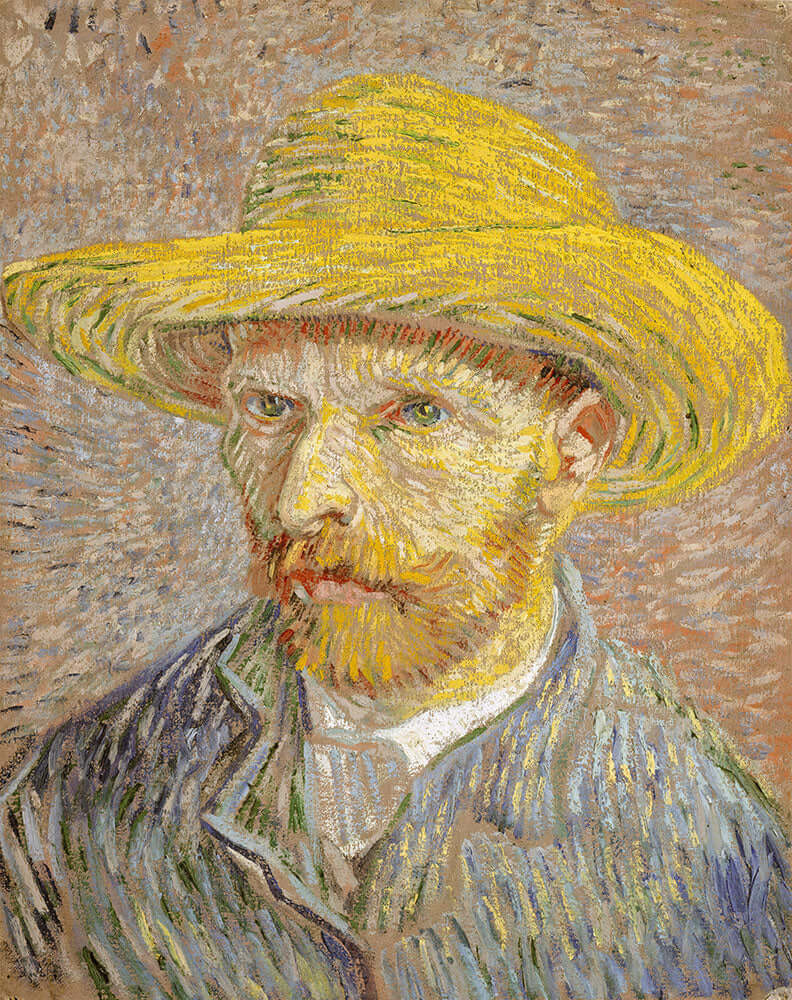 Self-Portrait with a Straw Hat by Vincent van Gogh - Art Print - Zapista