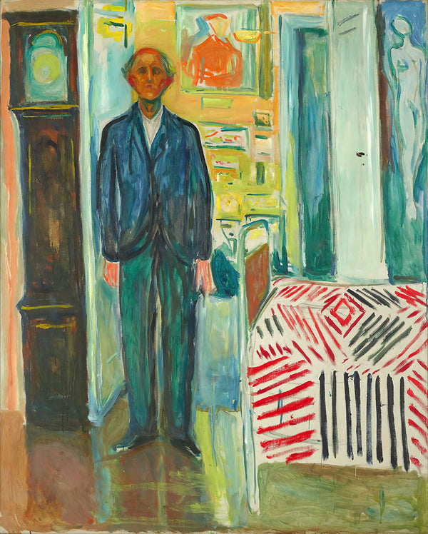 Self-Portrait. Between the Clock and the Bed by Edvard Munch - Art Print - Zapista