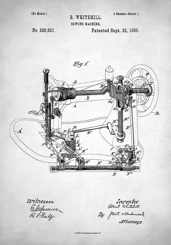 Sewing Machine Patent - Art Print - Zapista