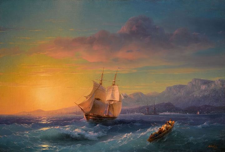 Ship at Sunset off Cap Martin by Ivan Aivazovsky - Art Print - Zapista