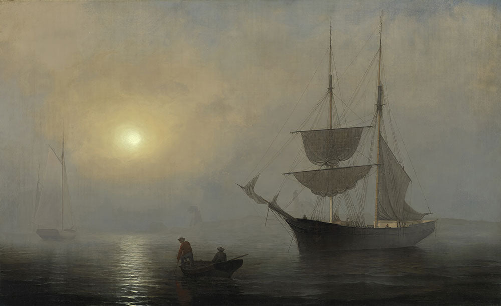 Ship in Fog, Gloucester Harbor by Fitz Henry Lane - Art Print - Zapista