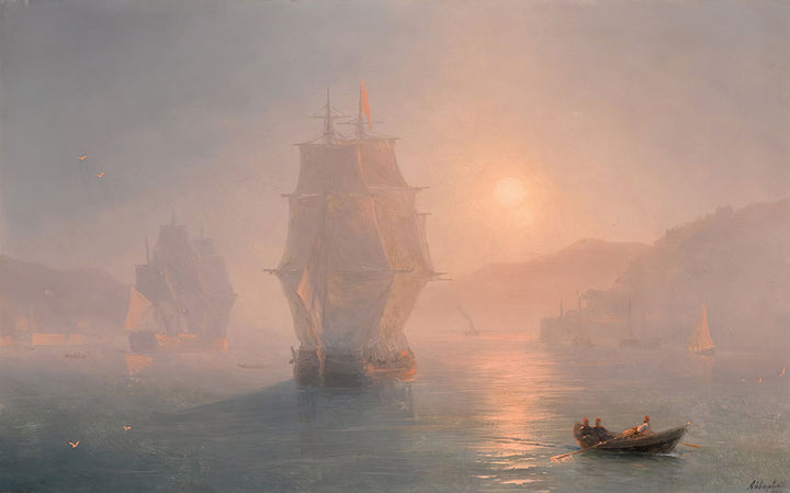 Ships on a Misty Morning by Ivan Konstantinovich Aivazovsky - Art Print - Zapista