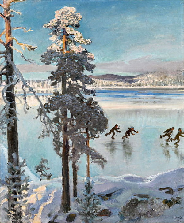 Skaters on Lake Ruovesi by Akseli Gallen-Kallela - Art Print - Zapista