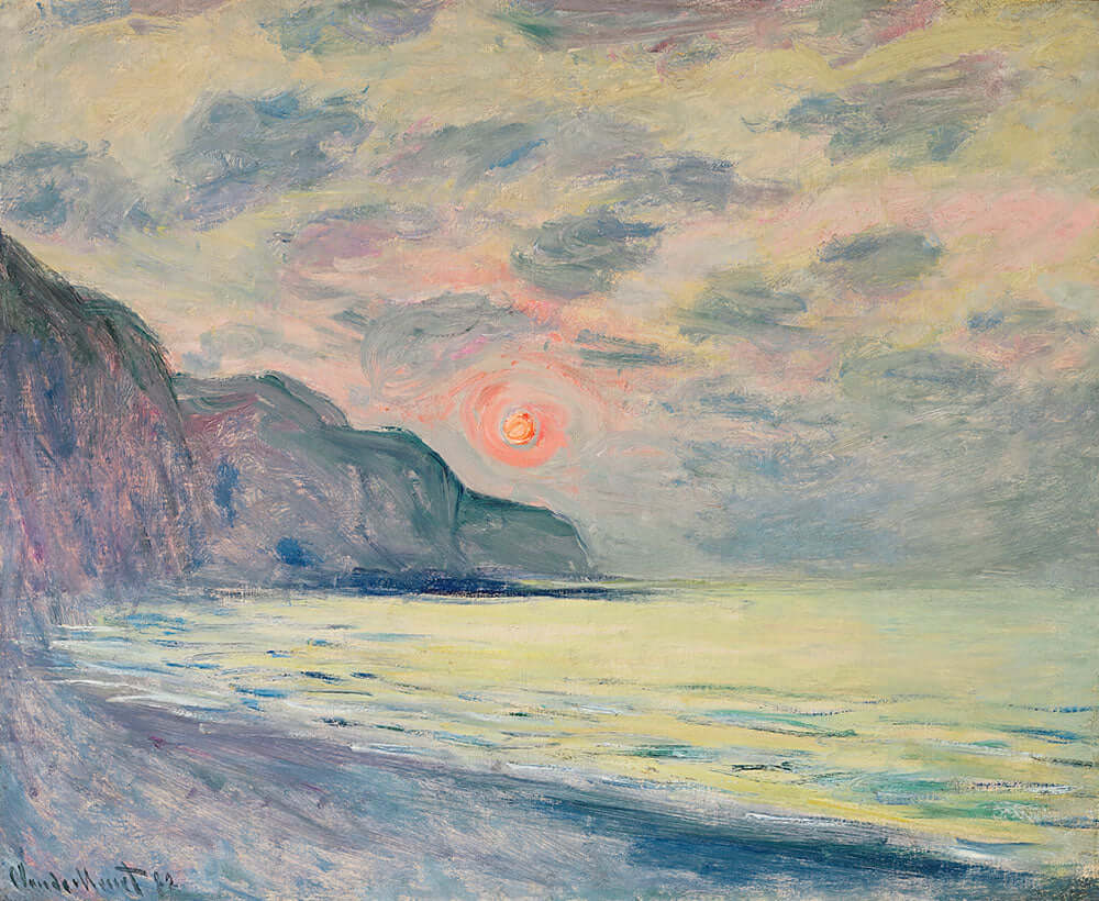 Soleil couchant, temps brumeux, Pourville by Claude Monet - Art Print - Zapista