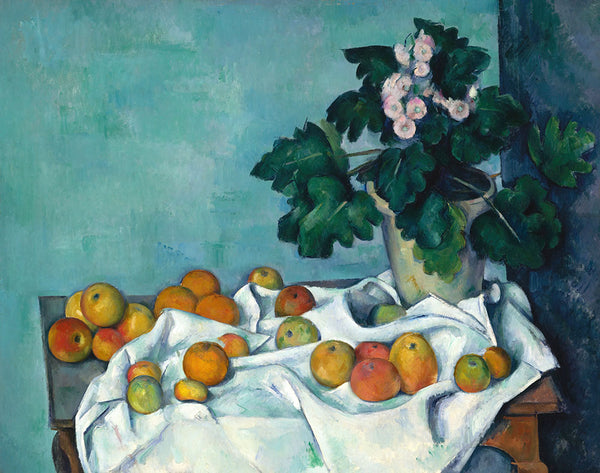 Still Life with Apples and a Pot of Primroses by Paul Cézanne - Art Print - Zapista