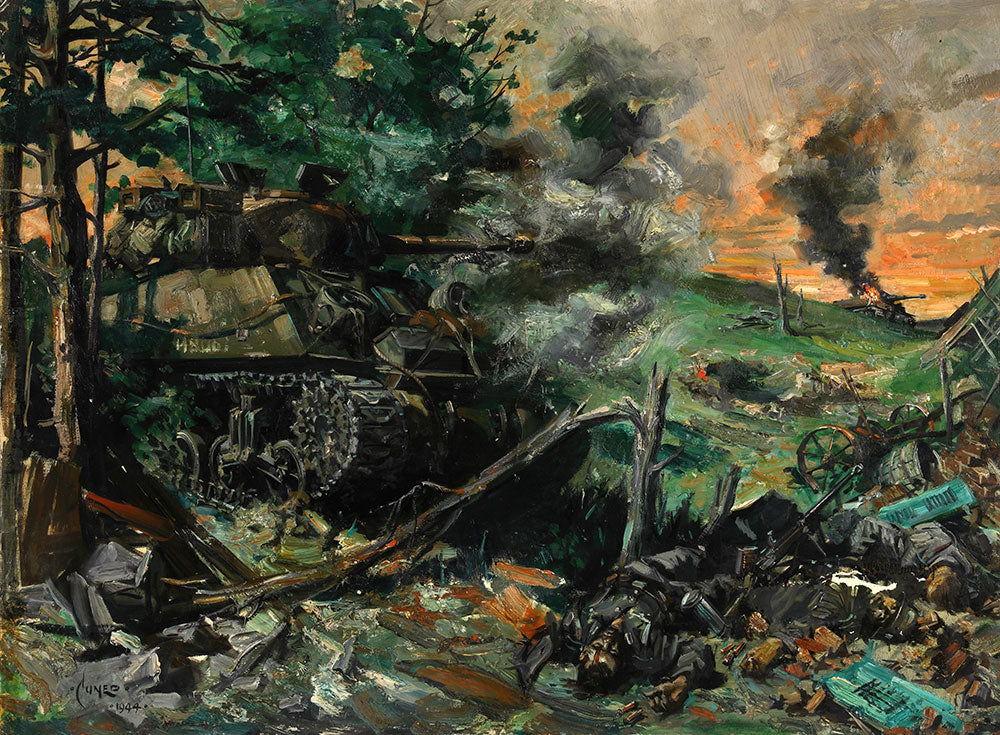 Tank Battle by Terence Cuneo - Art Print - Zapista