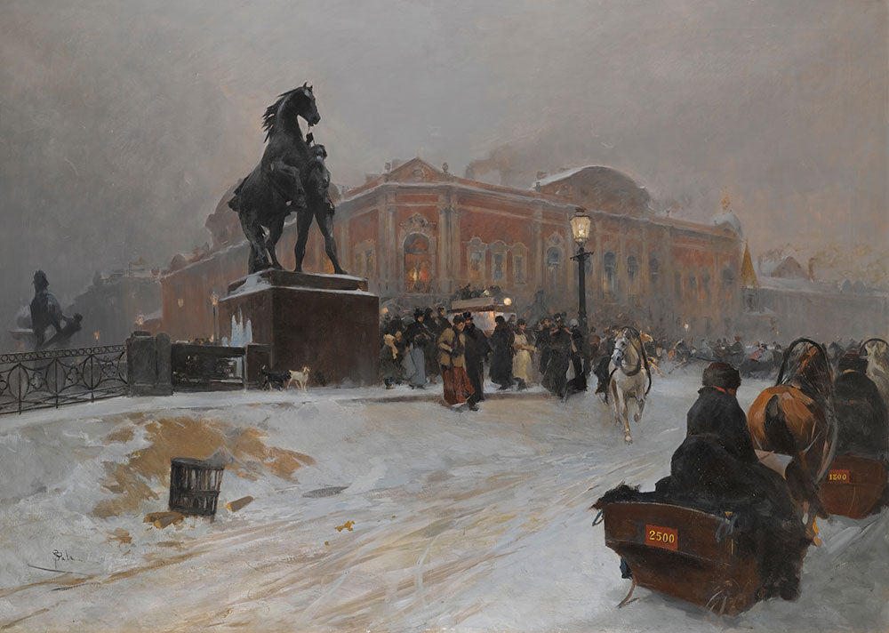 The Anichkov Bridge On Nevsky Prospekt At Dusk by Paolo Sala - Art Print - Zapista