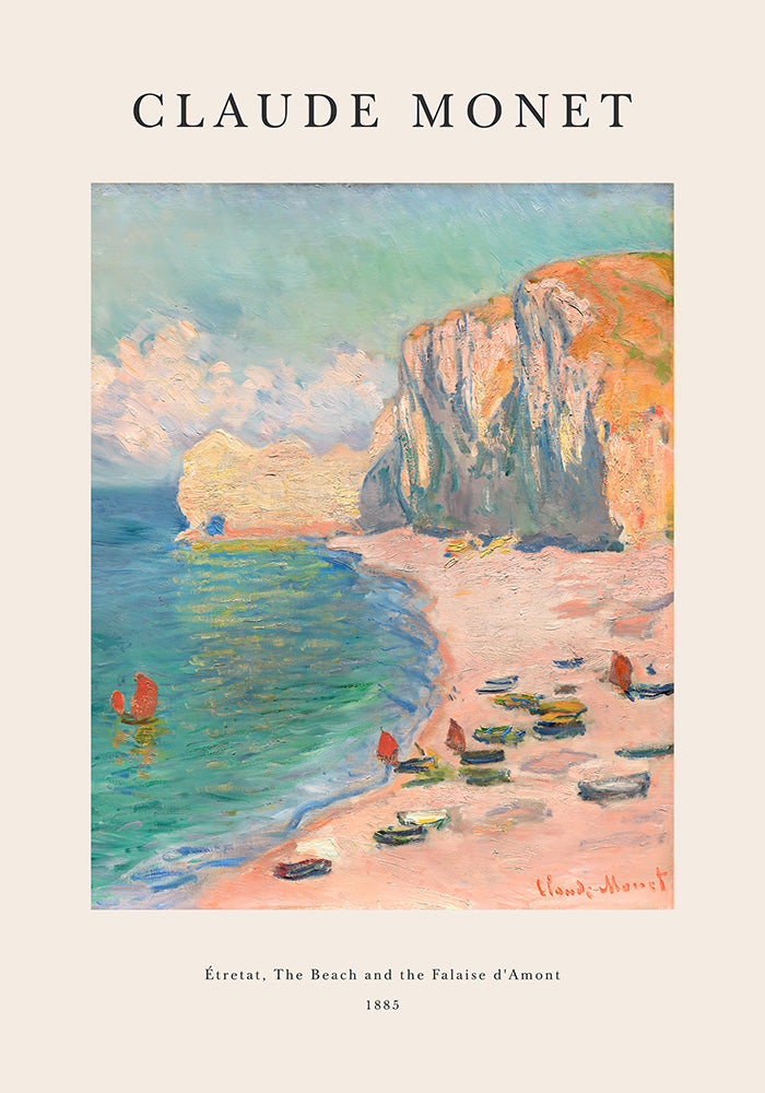 Étretat: The Beach and the Falaise d'Amont by Claude Monet - Art Print - Zapista