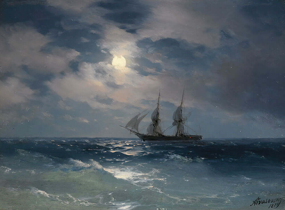 The Brig Mercury In Moonlight by Ivan Aivazovsky - Art Print - Zapista