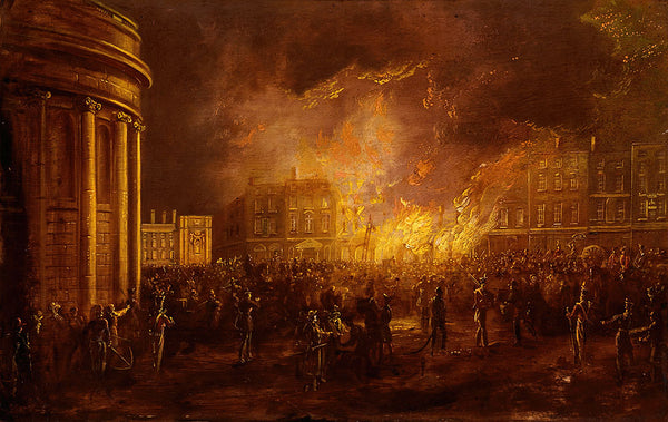 The Burning of the Arcade in College Green, Dublin by William Sadler the Younger - Art Print - Zapista