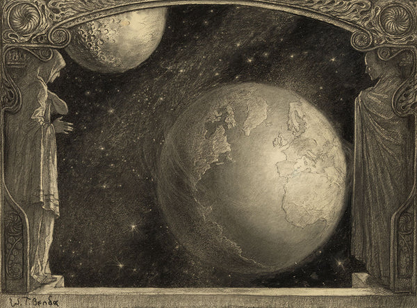 The Earth, Milky Way and Moon by Wladyslaw Theodore Benda - Art Print - Zapista